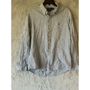 Ralph Lauren Custom Fit Mens L Striped Long Sleeve Button Down Shirt